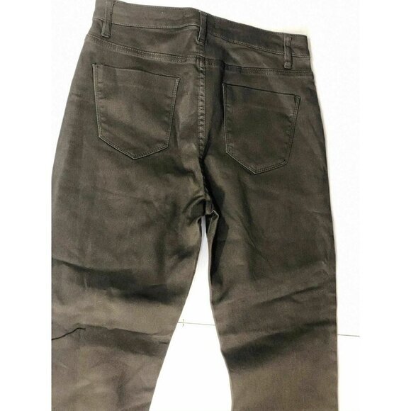 Forever 21 Women's Coated Skinny Army Green High W - Picture 5 of 8